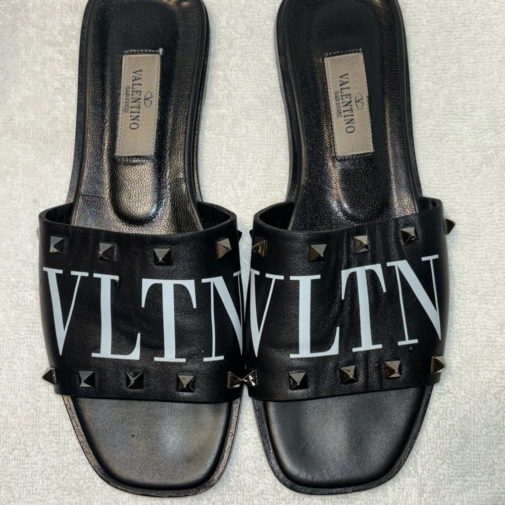 Valentino Black Slide Sandals Sz 8.5-9